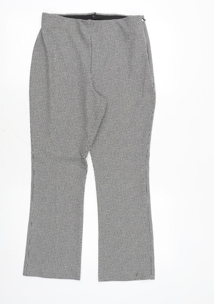 River Island Womens Black Geometric Polyester Trousers Size 10 Regular Zip