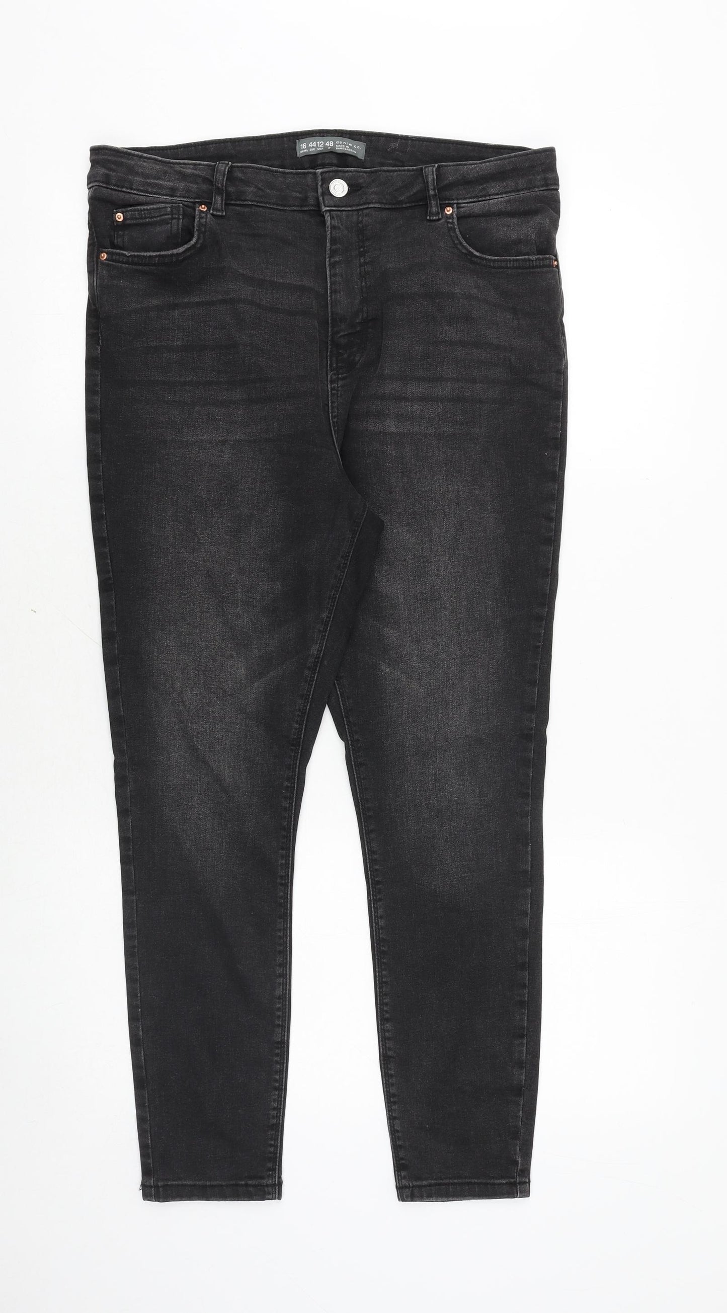 Denim & Co. Womens Black Cotton Skinny Jeans Size 16 Regular Zip