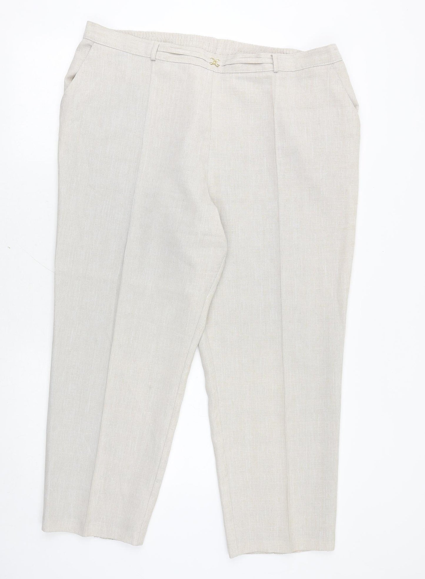 Marks and Spencer Womens Beige Polyester Trousers Size 20 Regular