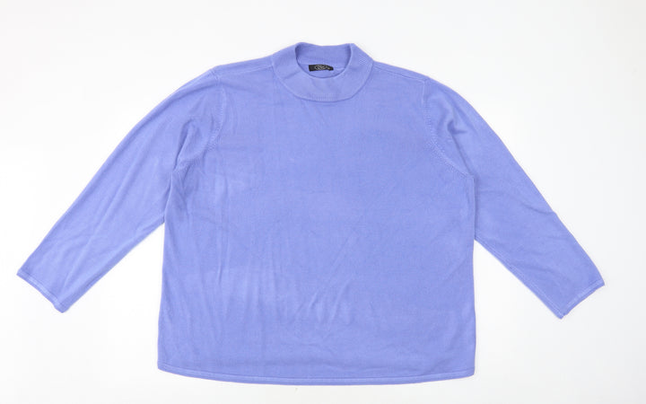 Bonmarché Womens Blue Mock Neck Acrylic Pullover Jumper Size XL