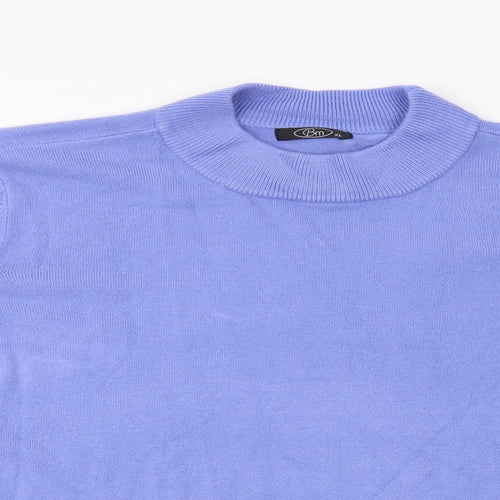 Bonmarché Womens Blue Mock Neck Acrylic Pullover Jumper Size XL