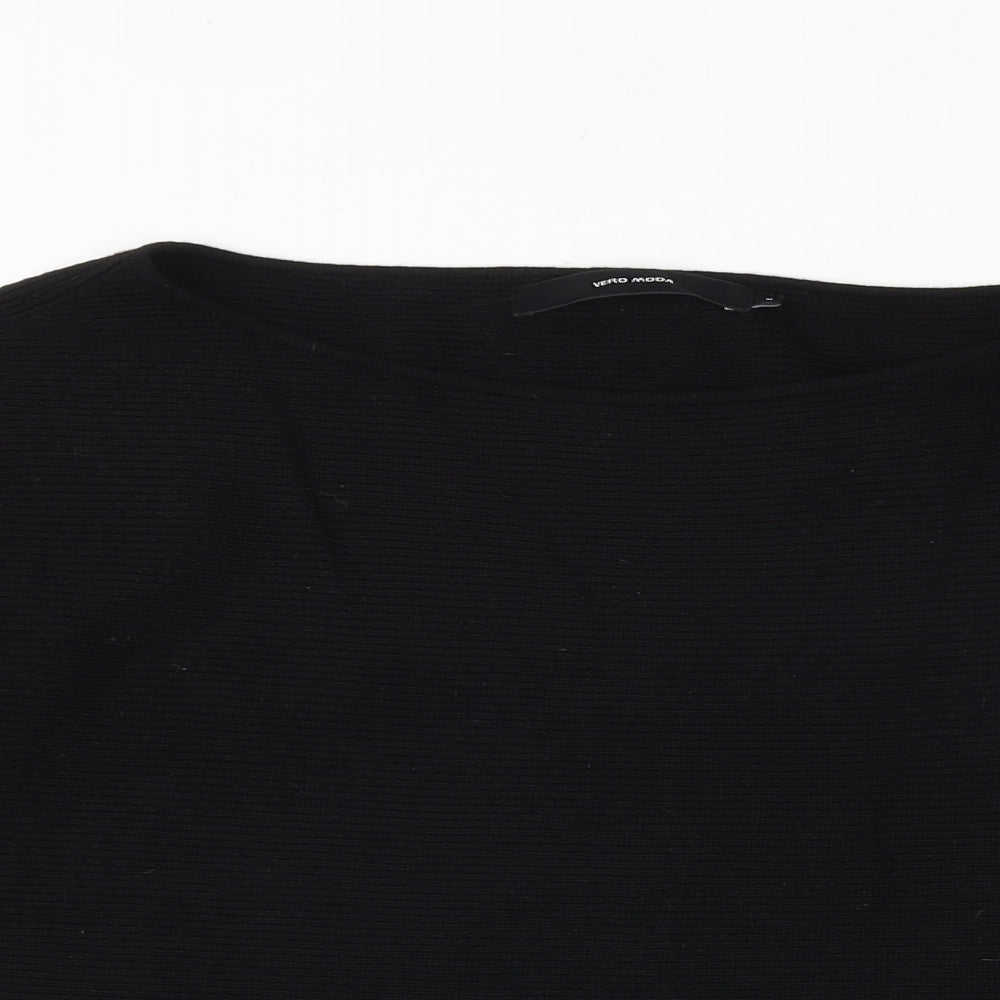 VERO MODA Womens Black Round Neck Viscose Pullover Jumper Size M