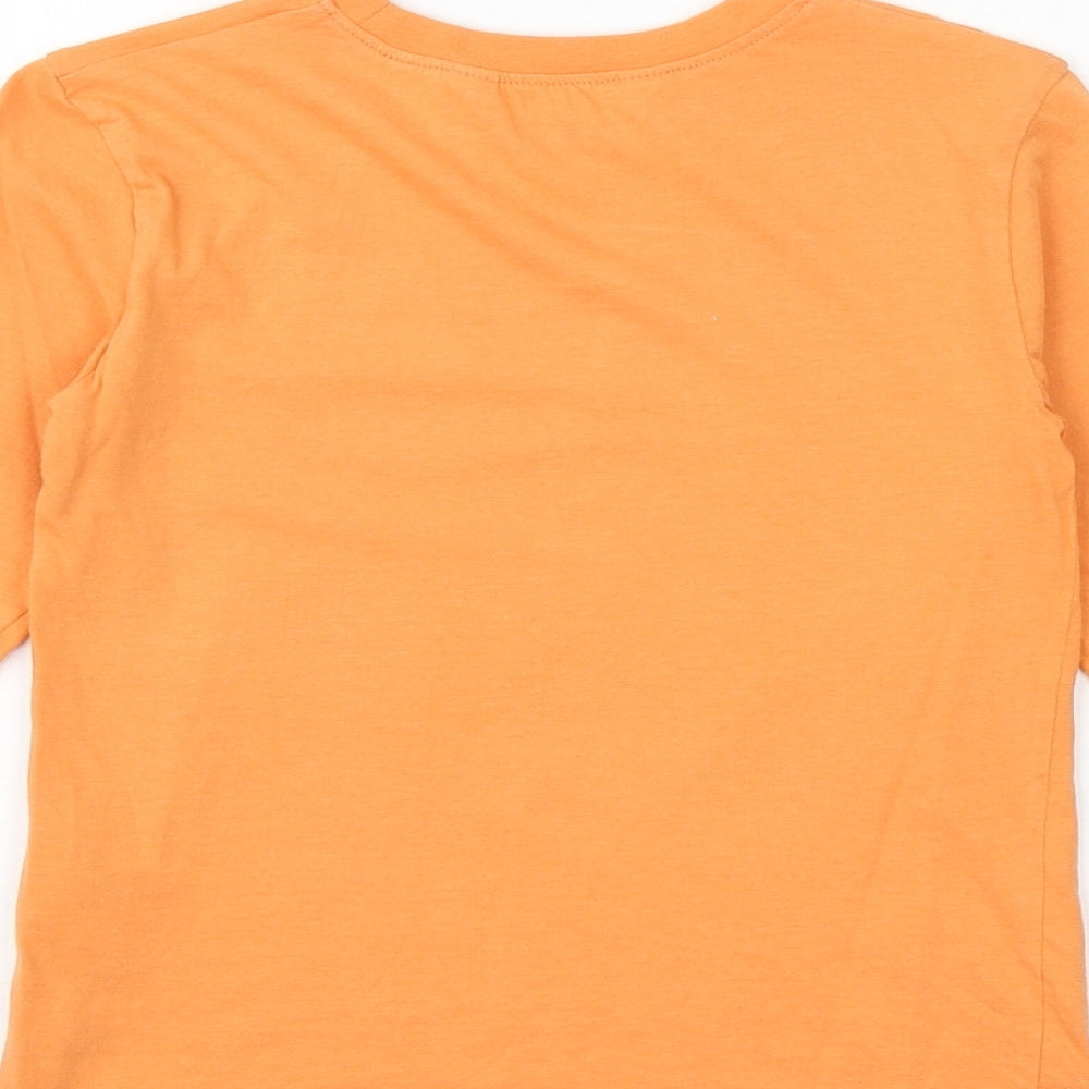 H&M Boys Orange 100% Cotton Basic T-Shirt Size 5-6 Years Round Neck Pullover - New York 58