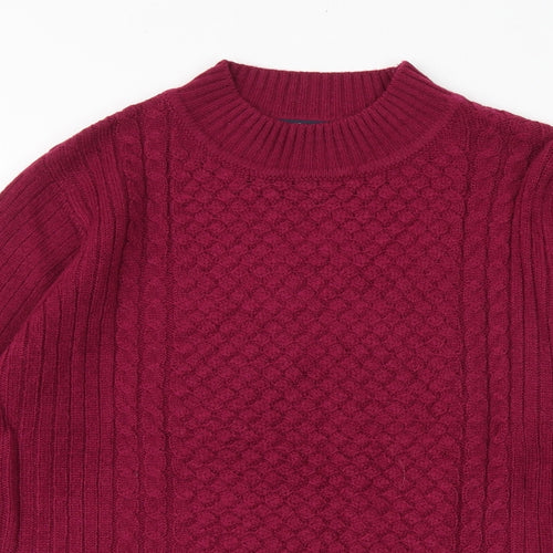 Isle Womens Purple Mock Neck Acrylic Pullover Jumper Size S