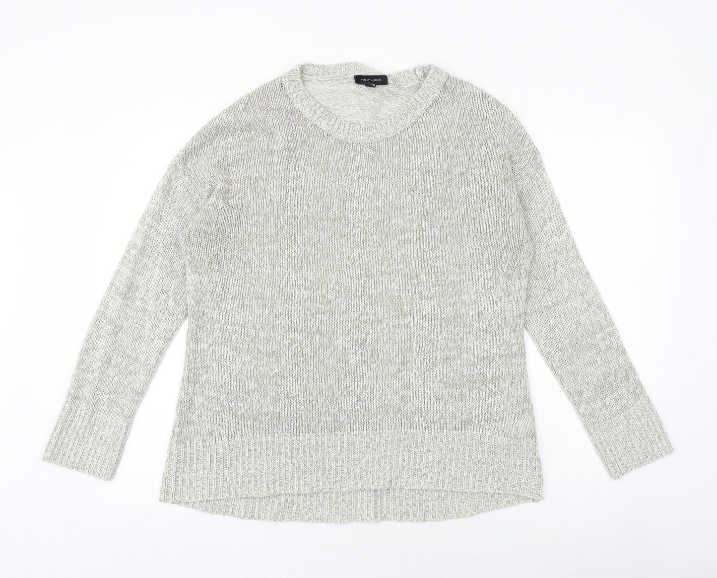 New Look Womens Grey Boat Neck Acrylic Pullover Jumper Size L