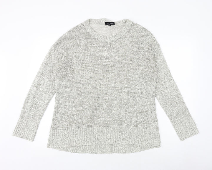 New Look Womens Grey Boat Neck Acrylic Pullover Jumper Size L