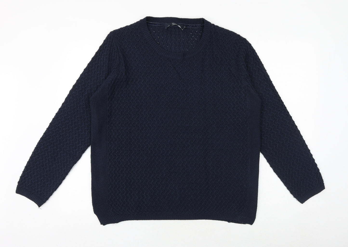 EWM Womens Blue Round Neck Acrylic Pullover Jumper Size L