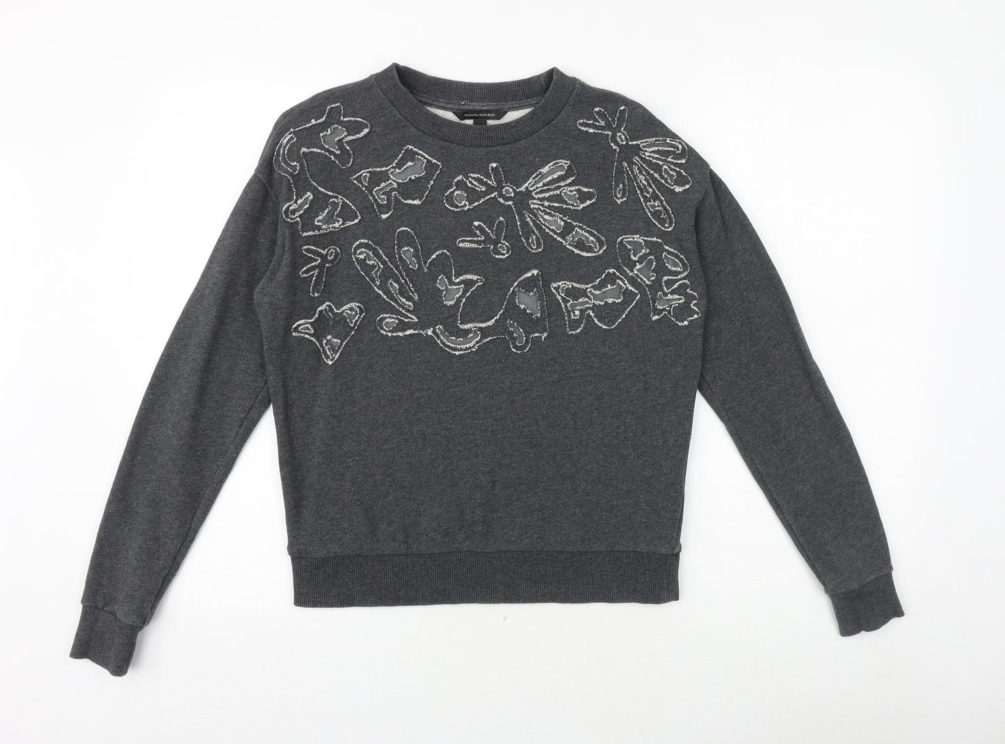 Banana Republic Womens Grey Geometric 100% Cotton Pullover Sweatshirt Size XS Pullover