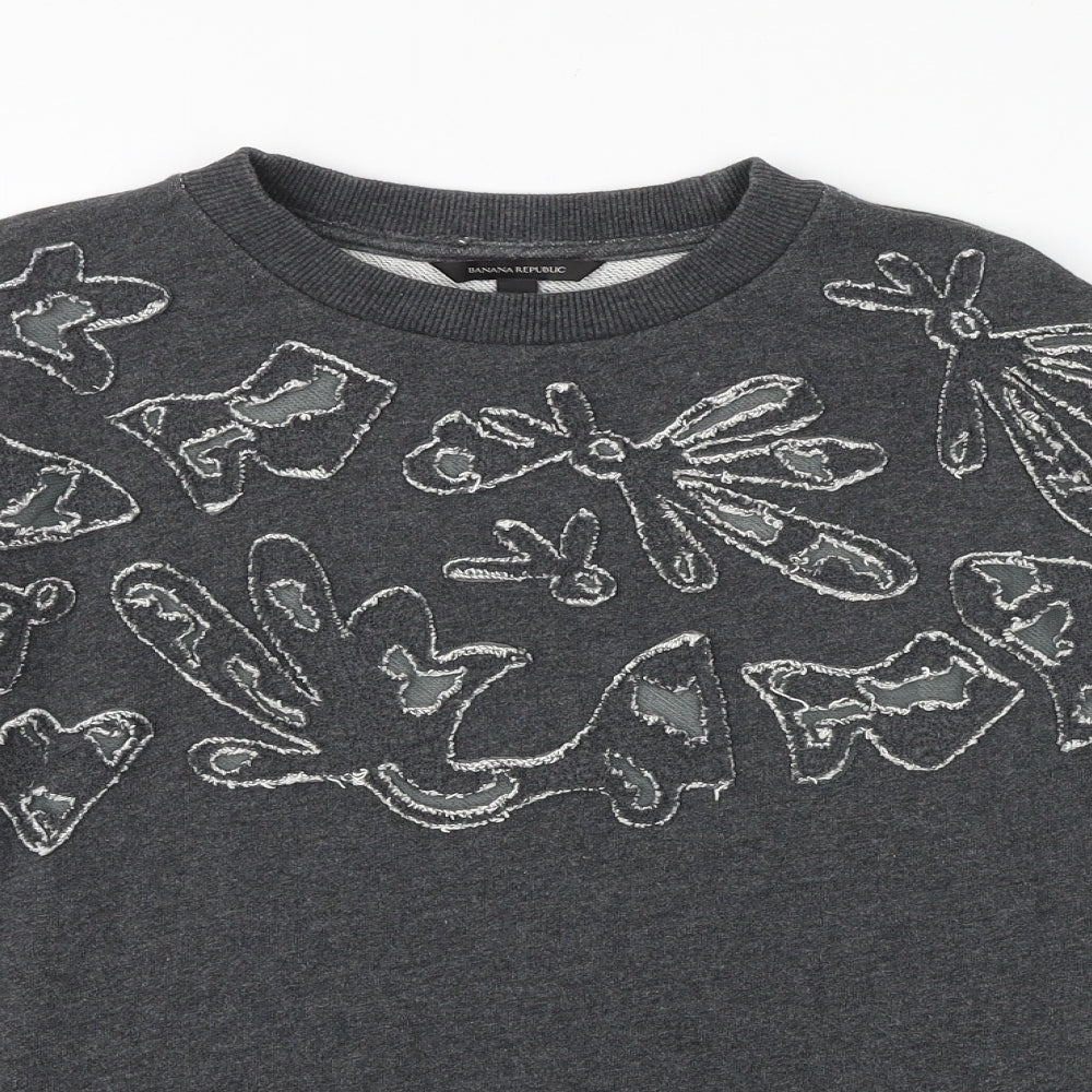 Banana Republic Womens Grey Geometric 100% Cotton Pullover Sweatshirt Size XS Pullover