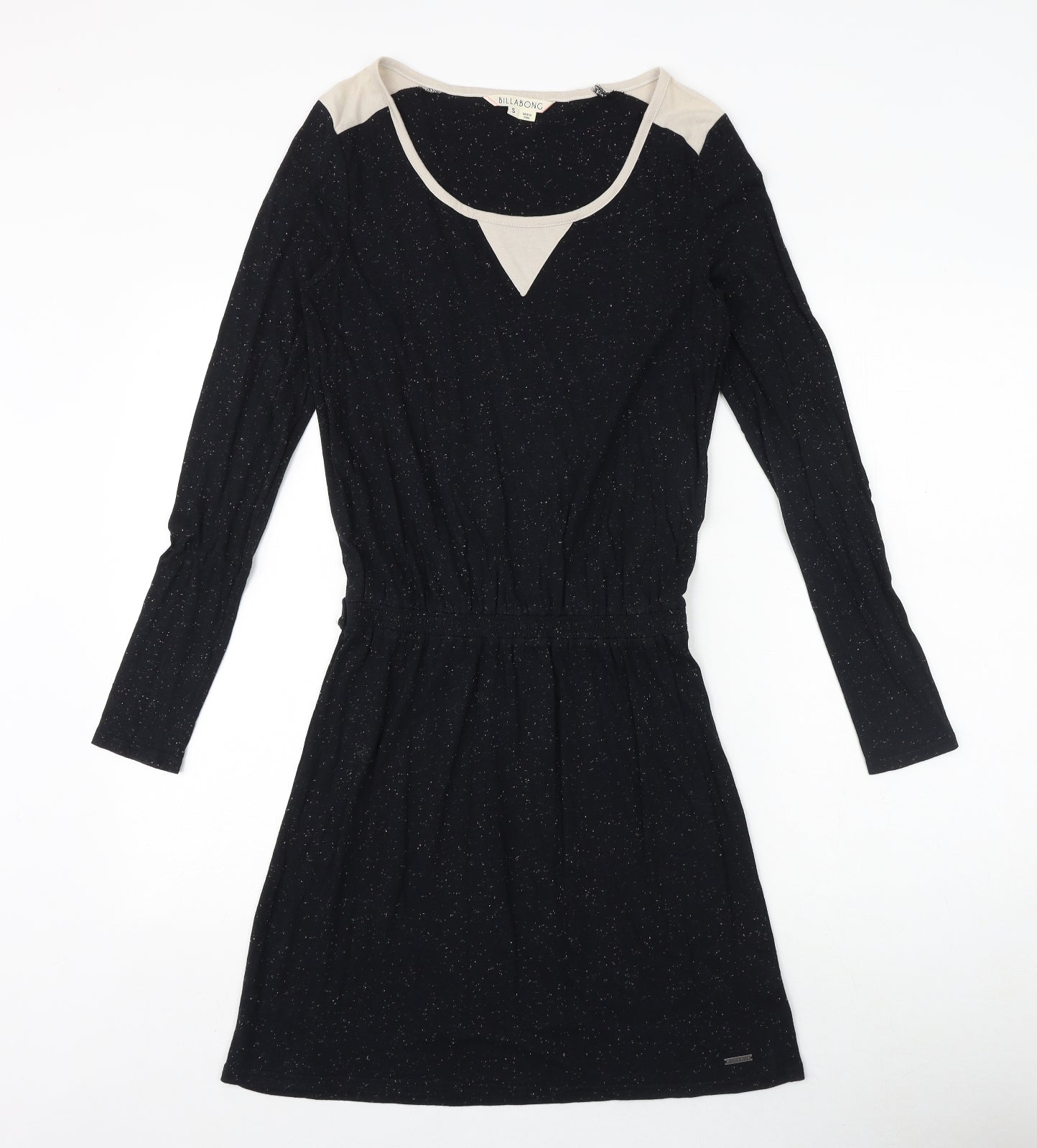Billabong Womens Black Cotton Fit & Flare Size S Round Neck Pullover