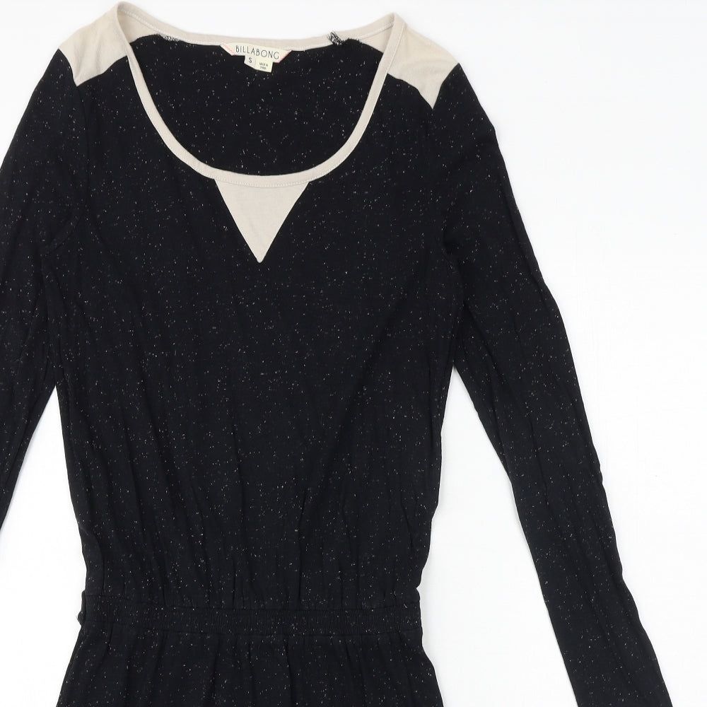 Billabong Womens Black Cotton Fit & Flare Size S Round Neck Pullover