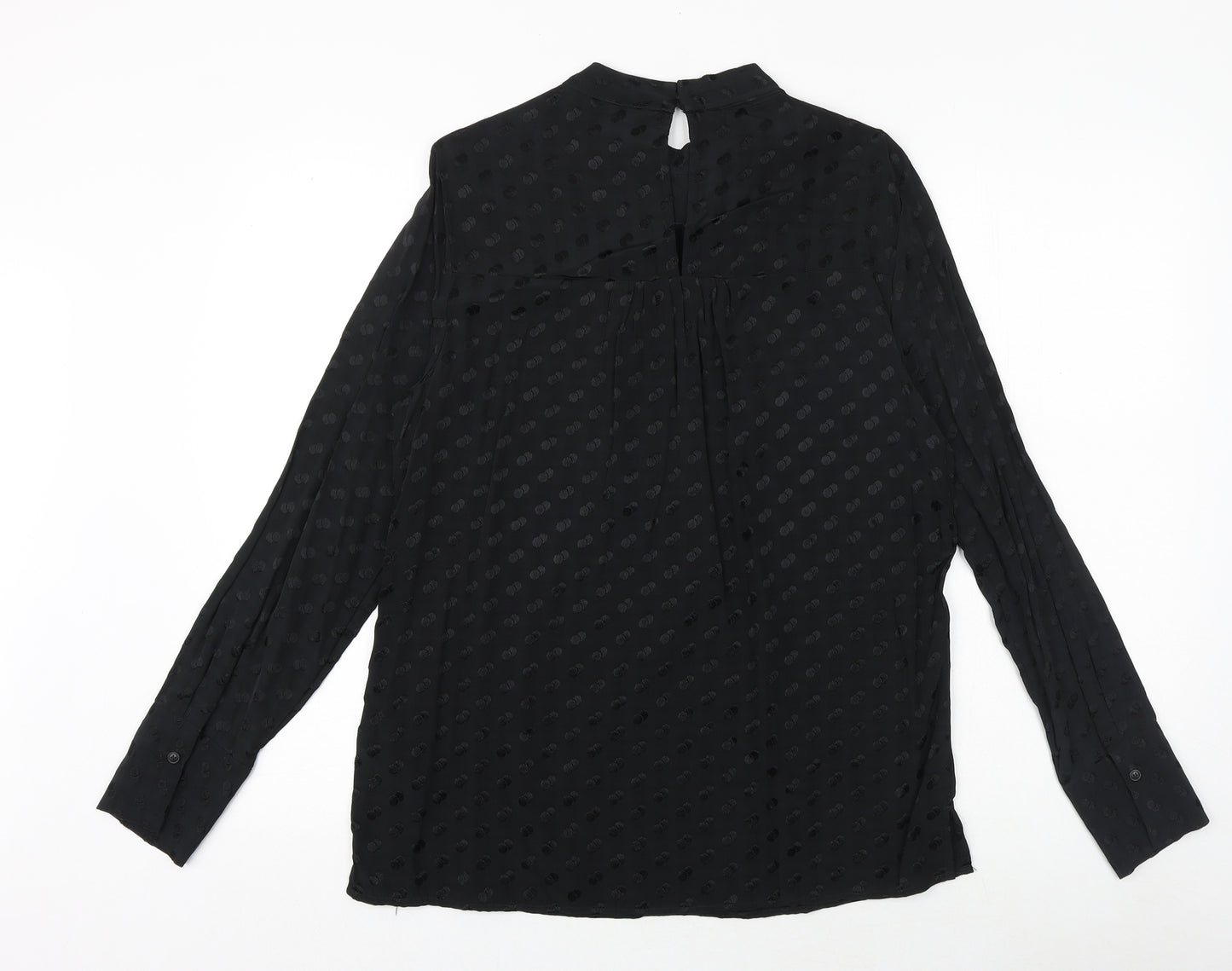 NEXT Womens Black Geometric Viscose Basic Blouse Size 10 Round Neck