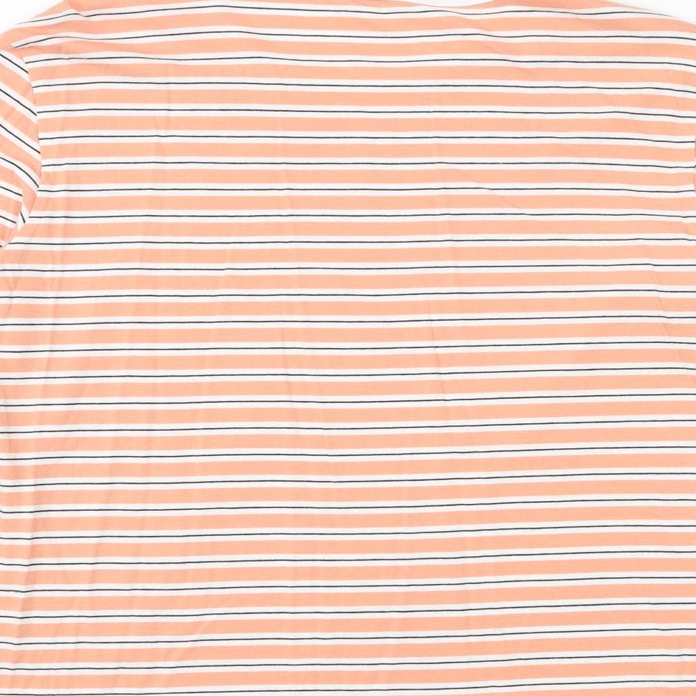 Monki Womens Orange Striped Cotton Basic T-Shirt Size S Round Neck