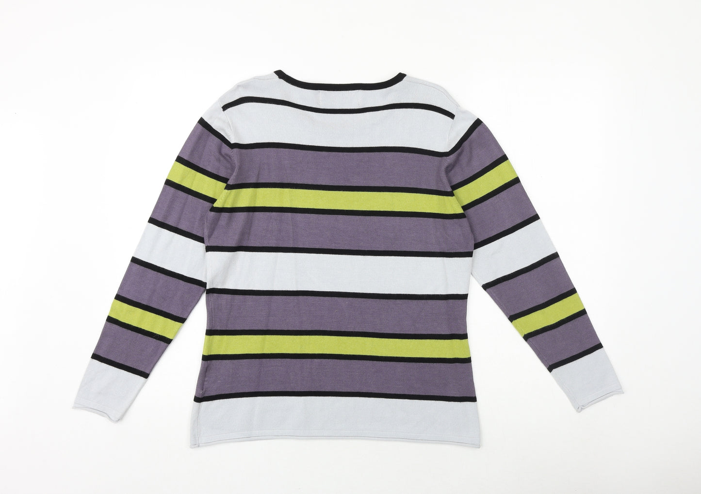 PACO Womens Multicoloured Boat Neck Striped Viscose Pullover Jumper Size M