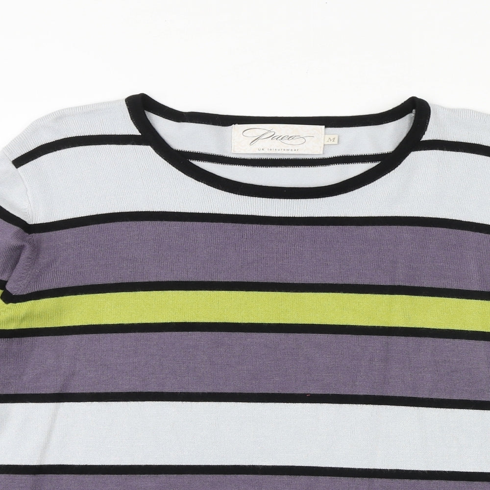PACO Womens Multicoloured Boat Neck Striped Viscose Pullover Jumper Size M