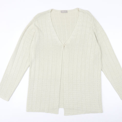 House of Fraser Womens Beige V-Neck Acrylic Cardigan Jumper Size M