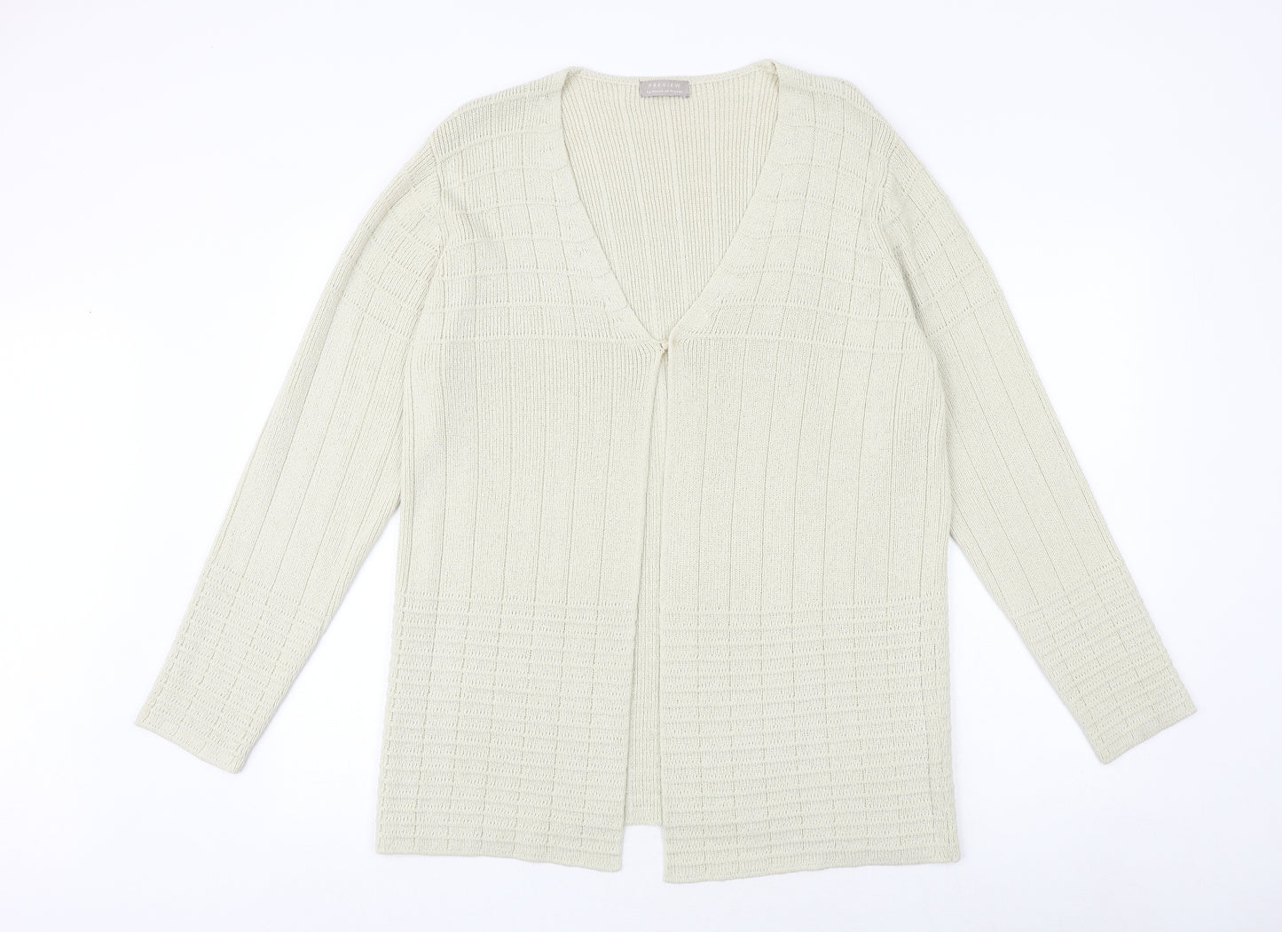 House of Fraser Womens Beige V-Neck Acrylic Cardigan Jumper Size M