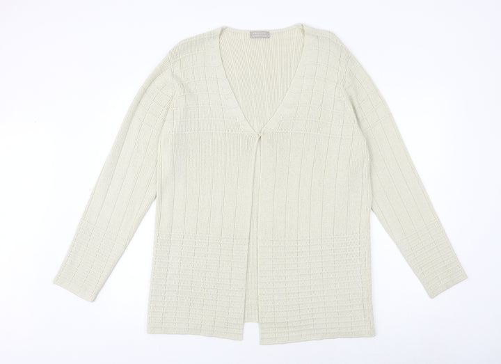 House of Fraser Womens Beige V-Neck Acrylic Cardigan Jumper Size M