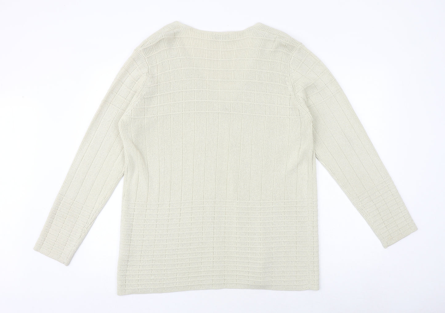 House of Fraser Womens Beige V-Neck Acrylic Cardigan Jumper Size M