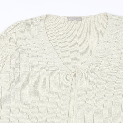 House of Fraser Womens Beige V-Neck Acrylic Cardigan Jumper Size M