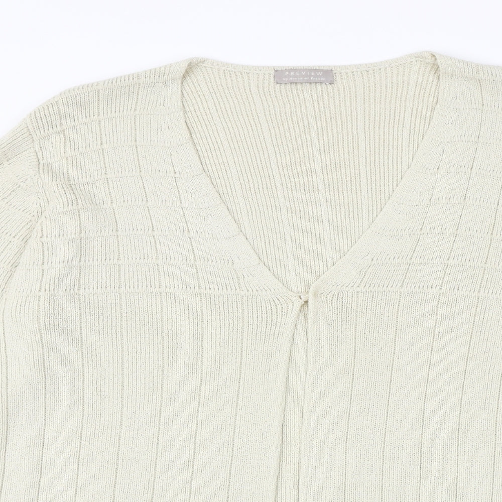 House of Fraser Womens Beige V-Neck Acrylic Cardigan Jumper Size M
