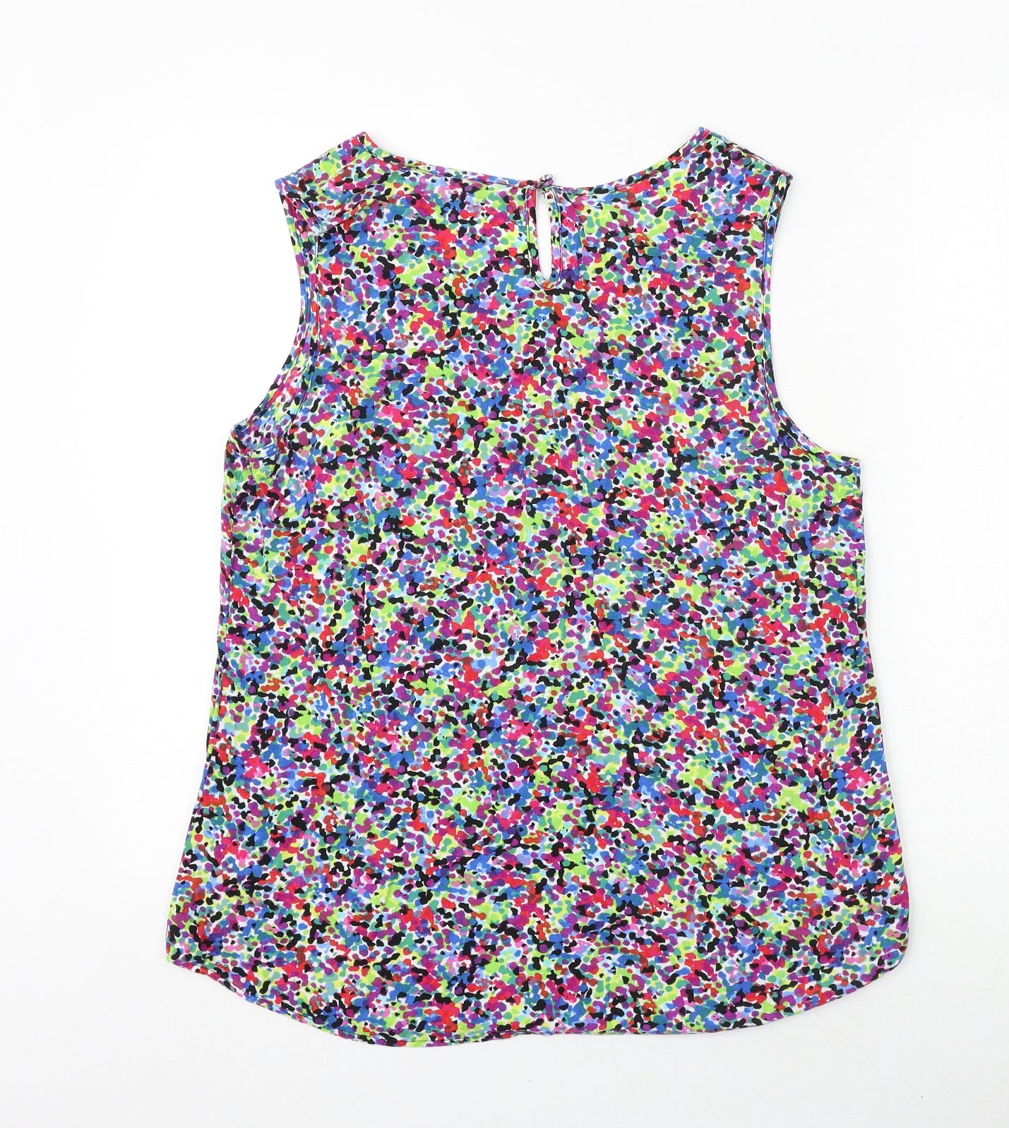 Peacocks Womens Multicoloured Geometric Viscose Basic Tank Size 14 Round Neck