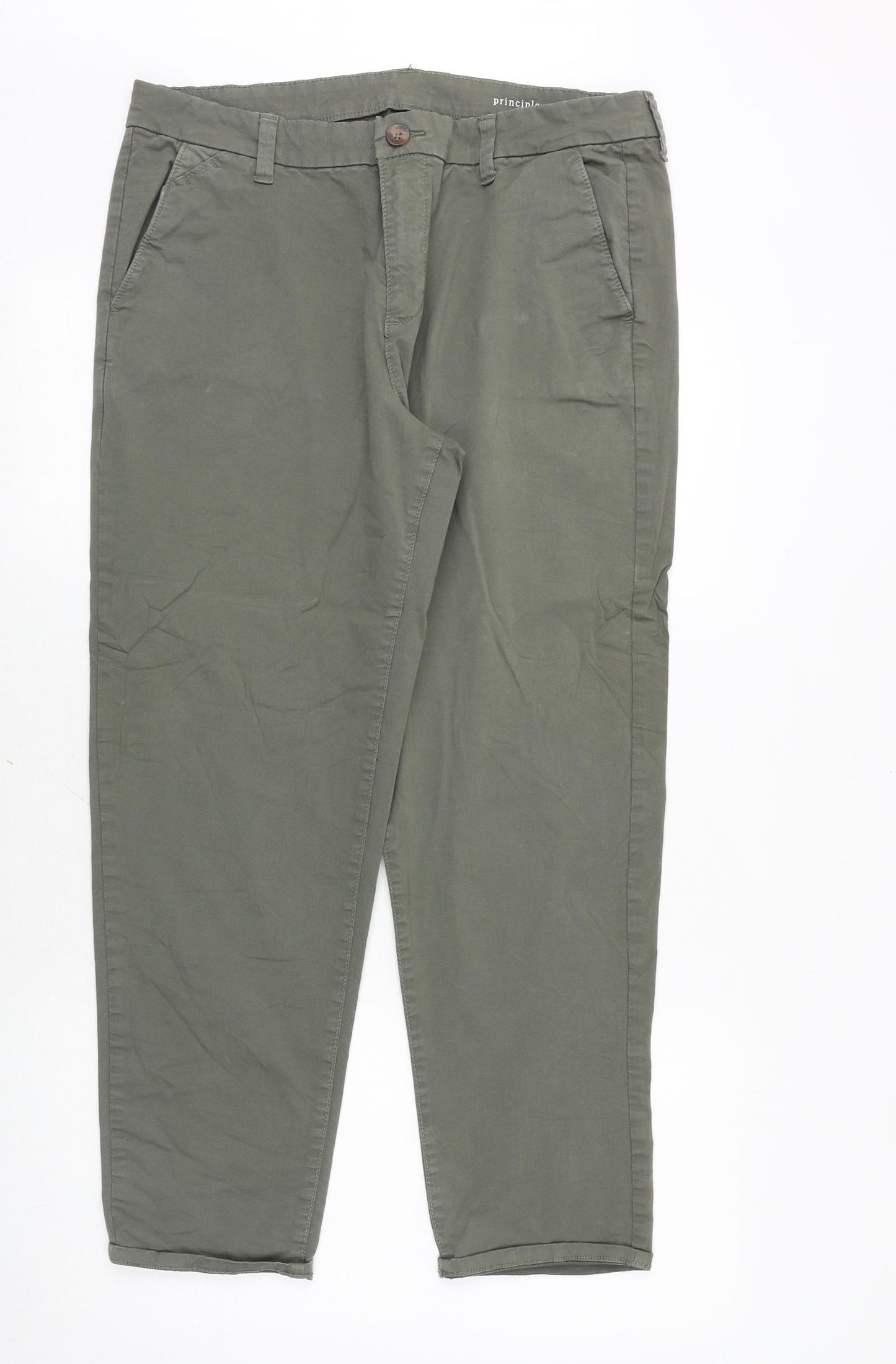 Principles Womens Green Polyester Chino Trousers Size 14 Regular Zip