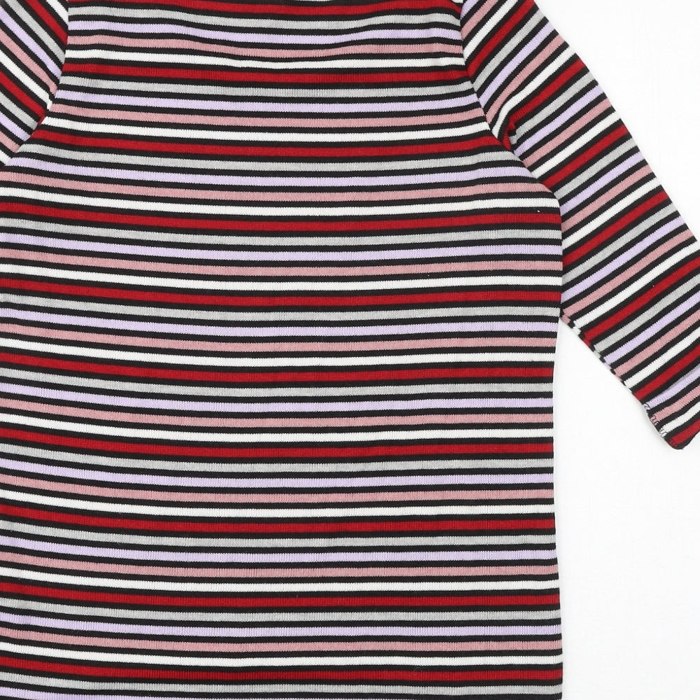 New Look Womens Multicoloured Striped Viscose Basic Blouse Size 8 Round Neck
