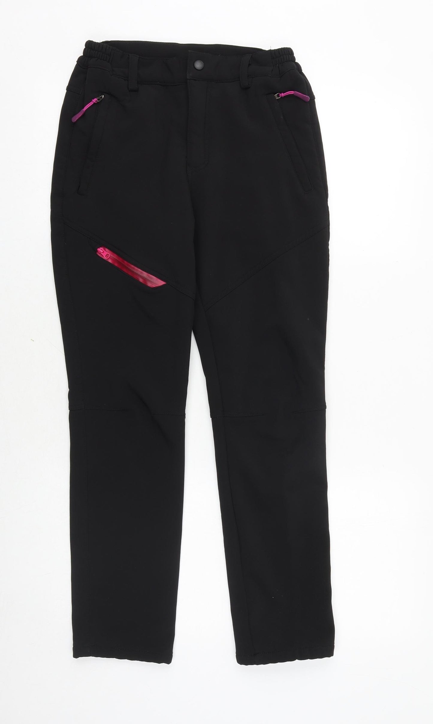 Preworn Womens Black Polyester Trousers Size M Regular Zip