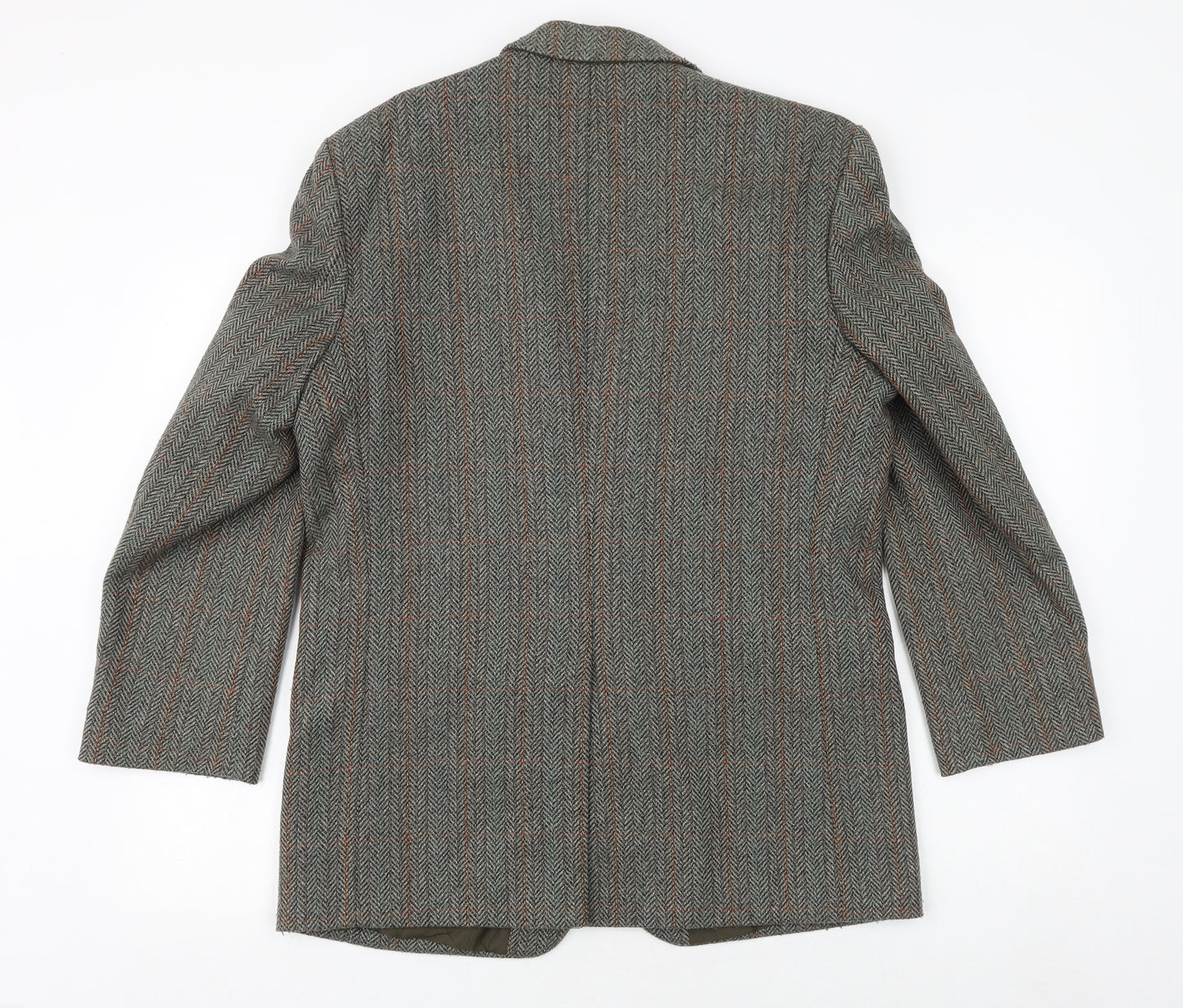 GREENWOODS Mens Green Herringbone Wool Jacket Blazer Size 38 Regular