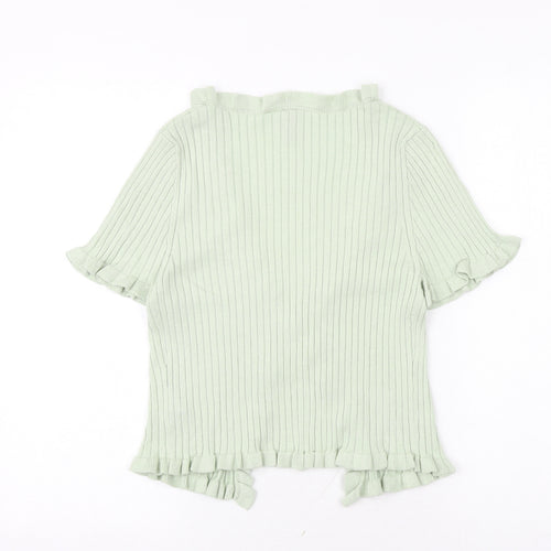 H&M Womens Green V-Neck Acrylic Cardigan Jumper Size M