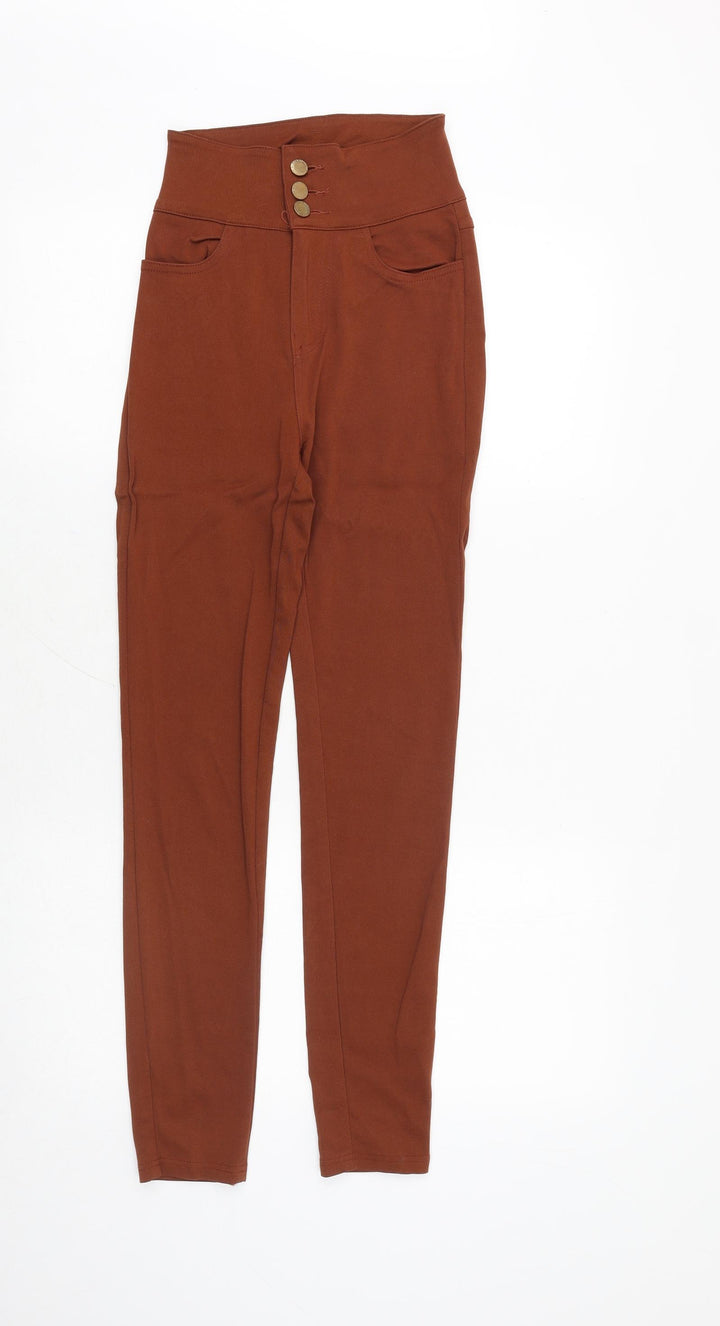 Preworn Womens Brown Polyester Jegging Jeans Size 26 in Slim Zip