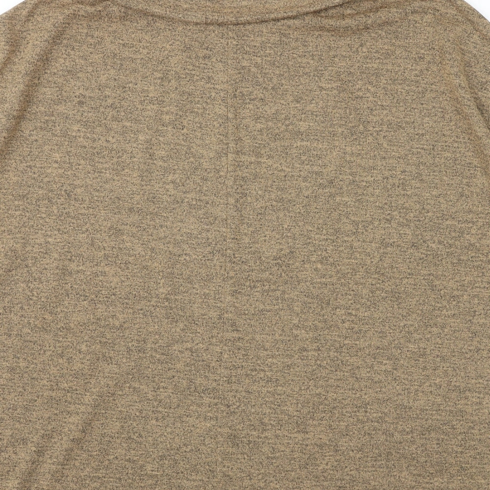 Boohoo Womens Brown Polyester Basic Blouse Size M Roll Neck