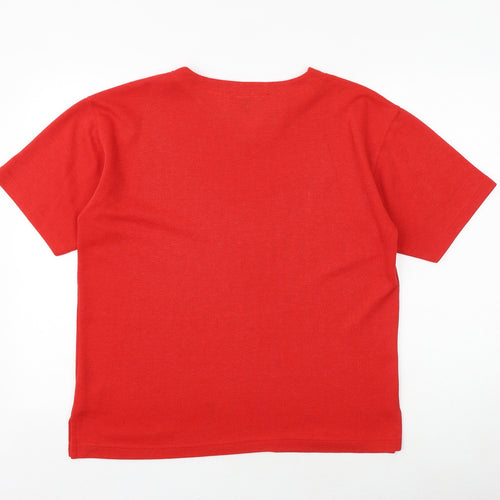 Paramour Womens Red Cotton Basic T-Shirt Size S V-Neck - Size S-M