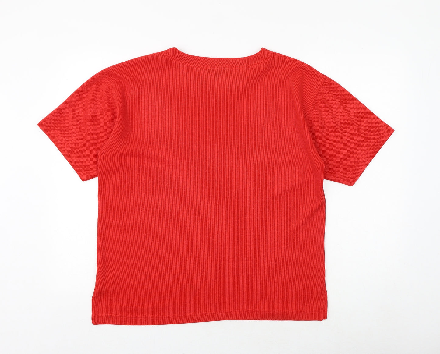Paramour Womens Red Cotton Basic T-Shirt Size S V-Neck - Size S-M