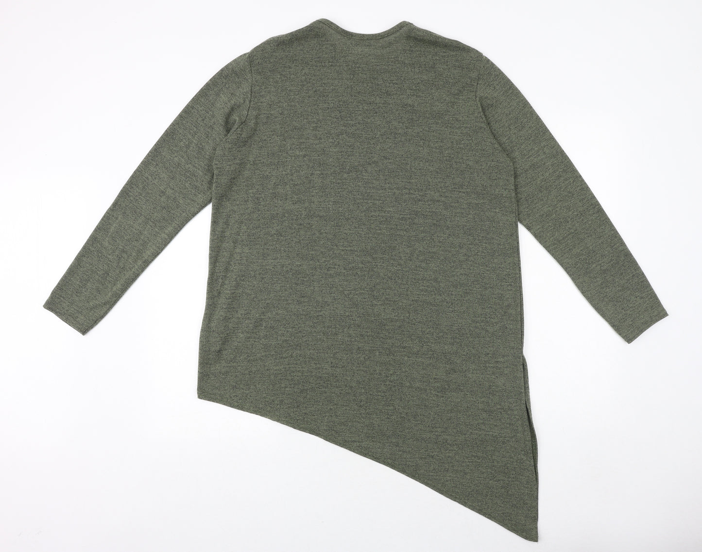 Lily Sport Womens Green Polyester Basic Blouse Size L Round Neck