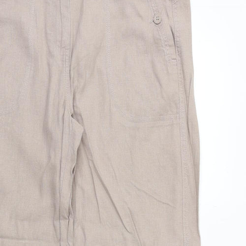 Marks and Spencer Womens Beige Flax Trousers Size 10 Regular Zip