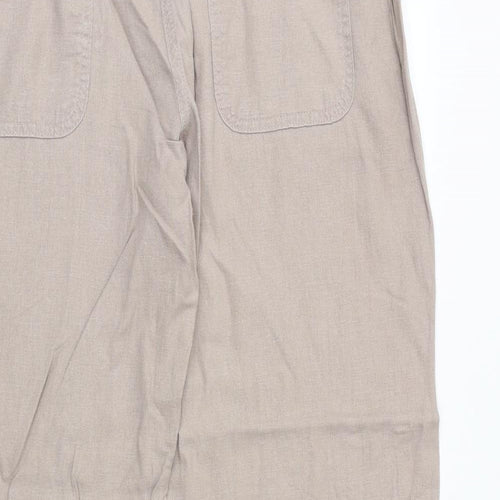 Marks and Spencer Womens Beige Flax Trousers Size 10 Regular Zip