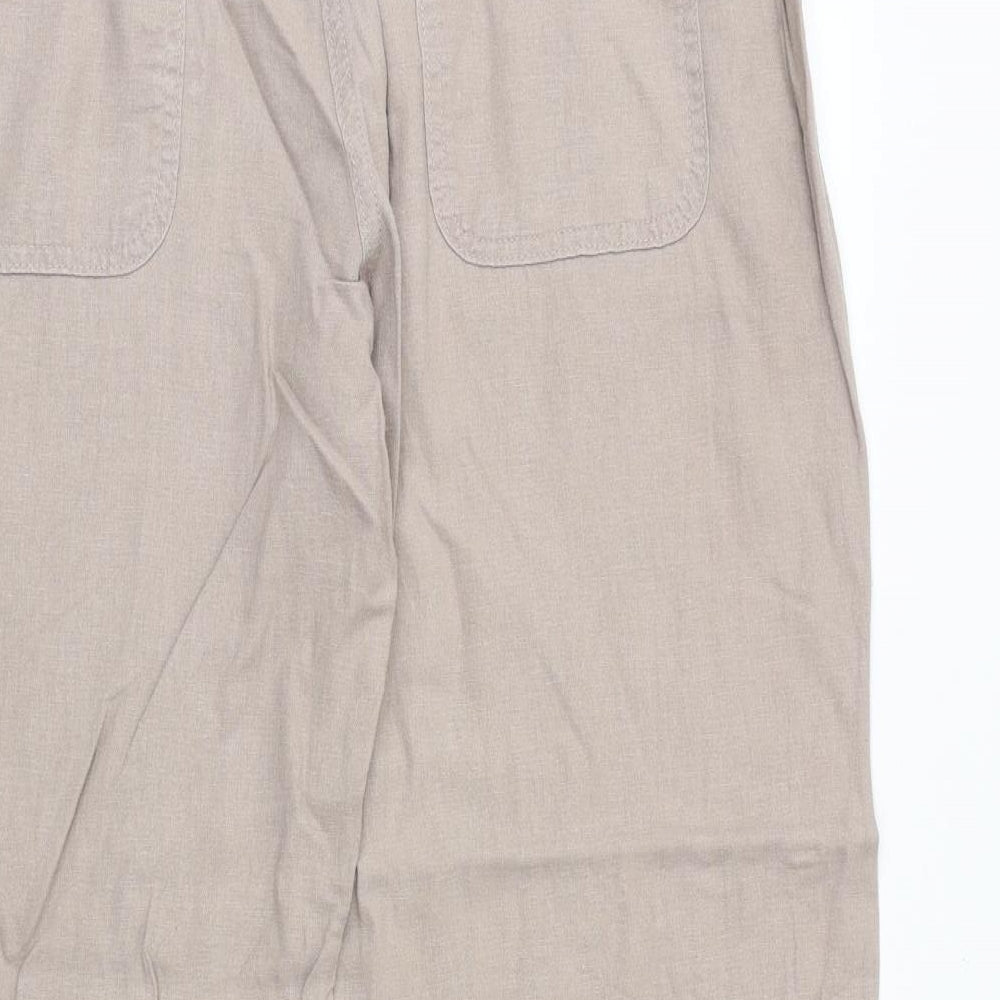 Marks and Spencer Womens Beige Flax Trousers Size 10 Regular Zip