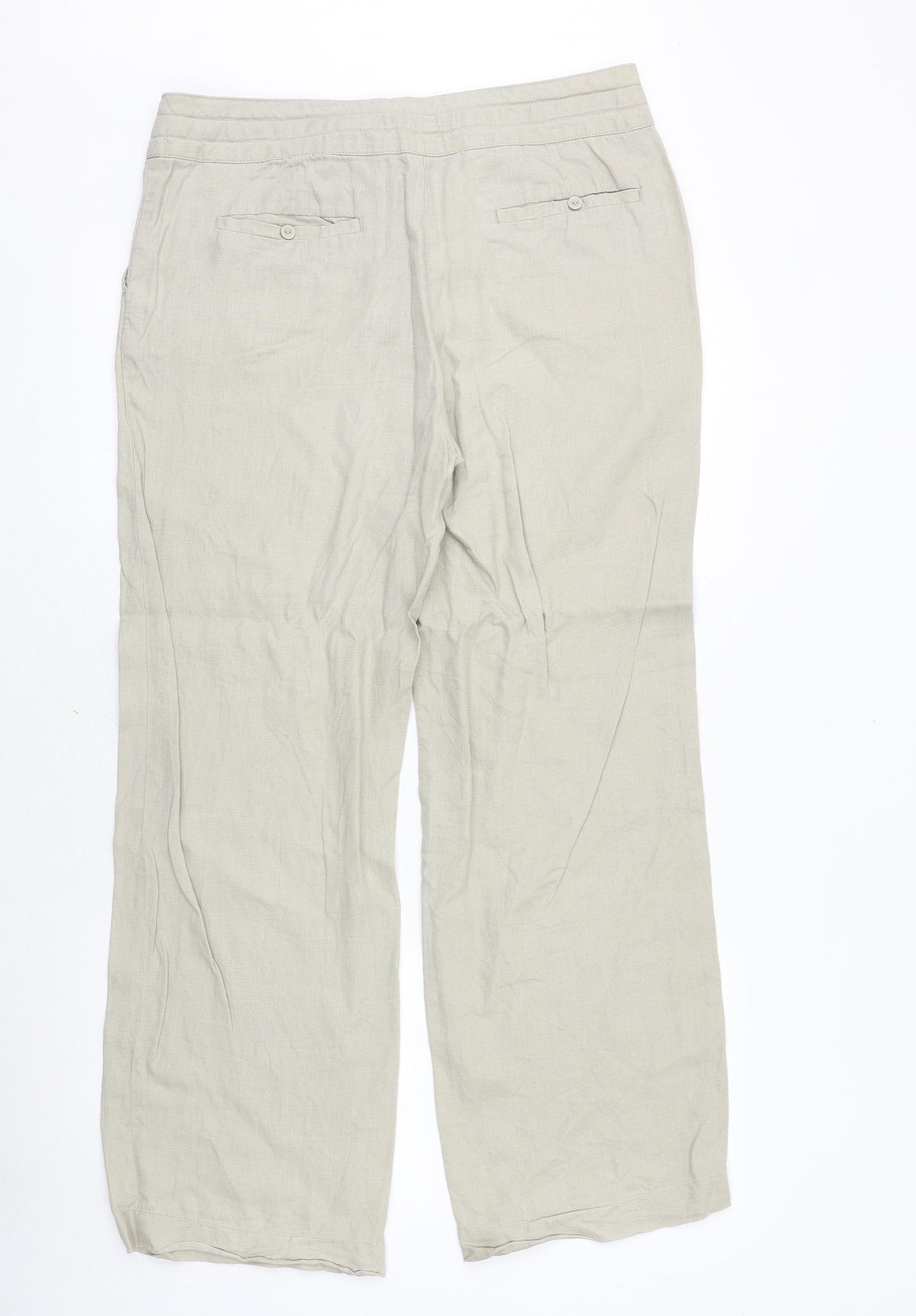 TU Womens Beige Linen Trousers Size 12 Regular Zip