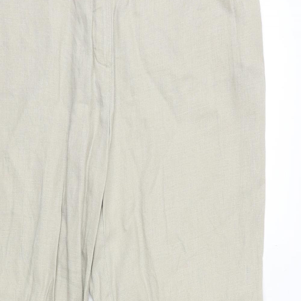 TU Womens Beige Linen Trousers Size 12 Regular Zip