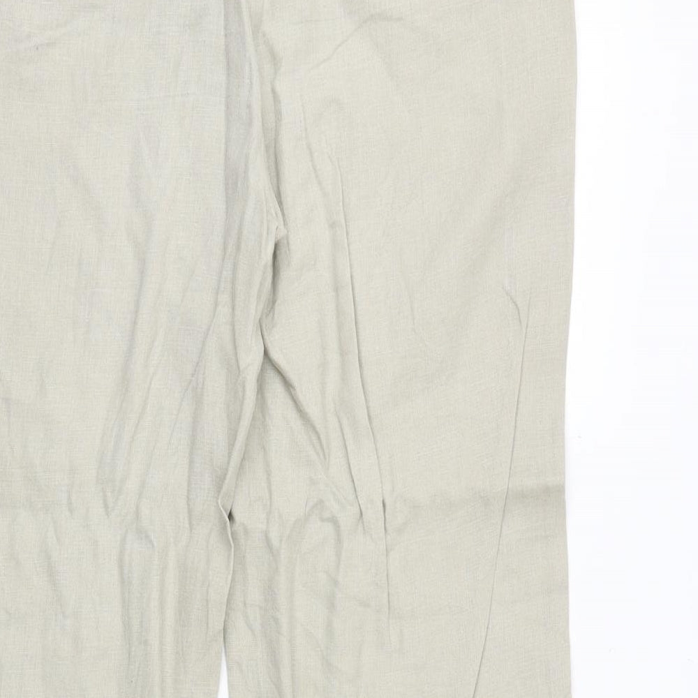 TU Womens Beige Linen Trousers Size 12 Regular Zip