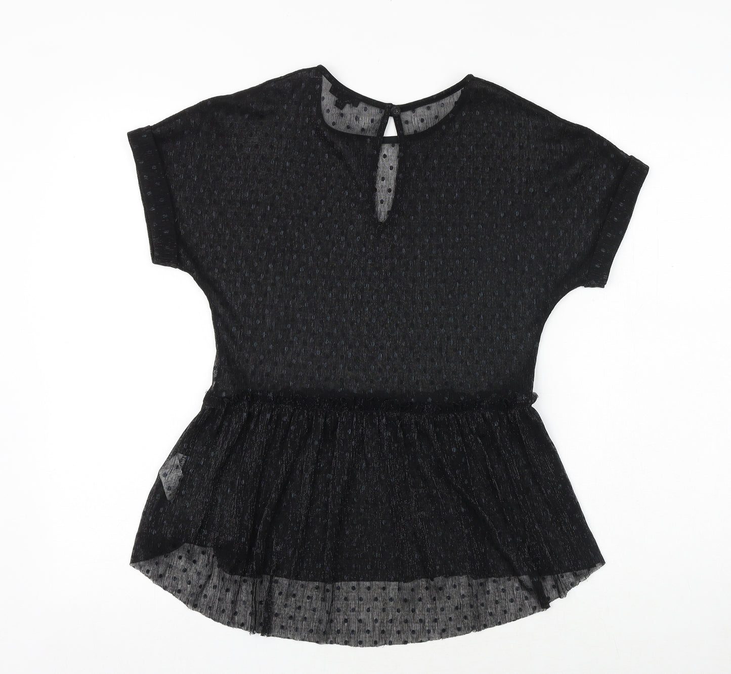 River Island Womens Black Polka Dot Polyester Basic Blouse Size 8 Round Neck