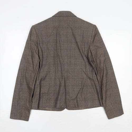 AMARANTO Womens Brown Plaid Viscose Jacket Suit Jacket Size 14