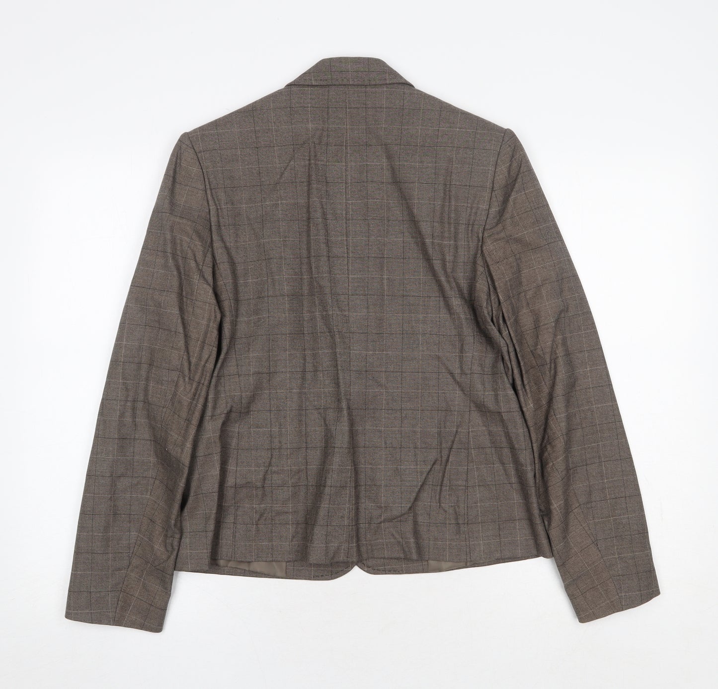 AMARANTO Womens Brown Plaid Viscose Jacket Suit Jacket Size 14