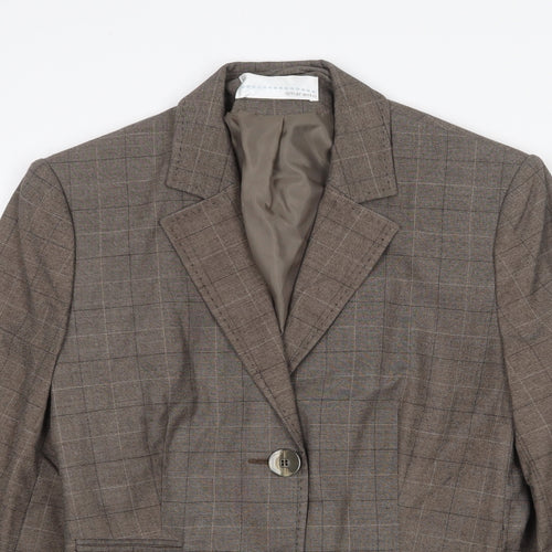 AMARANTO Womens Brown Plaid Viscose Jacket Suit Jacket Size 14