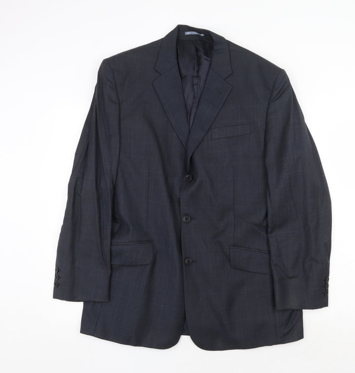NEXT Mens Blue Check Wool Jacket Suit Jacket Size 40 Regular