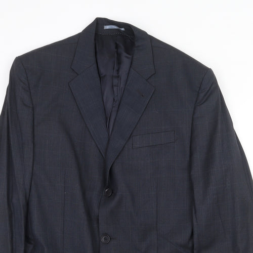 NEXT Mens Blue Check Wool Jacket Suit Jacket Size 40 Regular