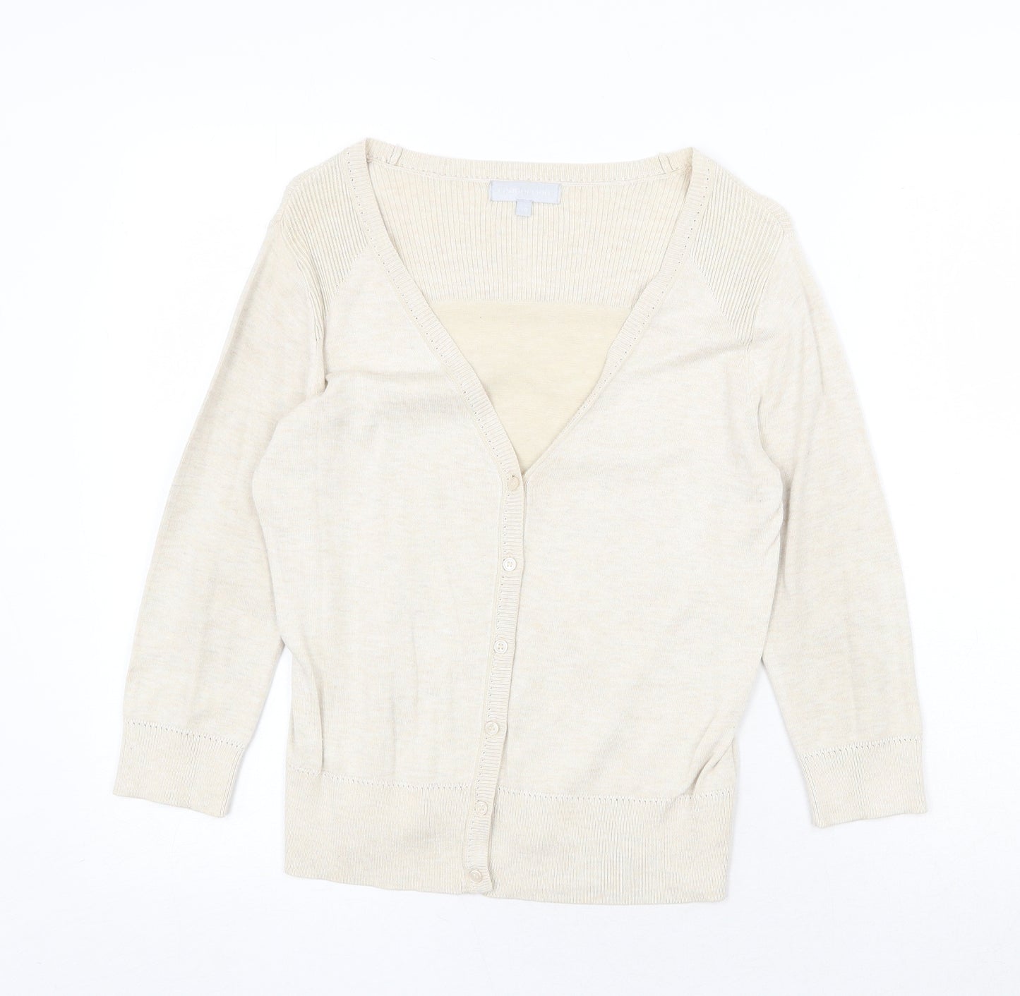 Red Herring Womens Beige V-Neck Viscose Cardigan Jumper Size 10