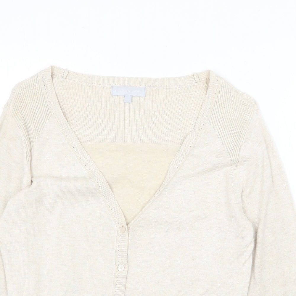 Red Herring Womens Beige V-Neck Viscose Cardigan Jumper Size 10